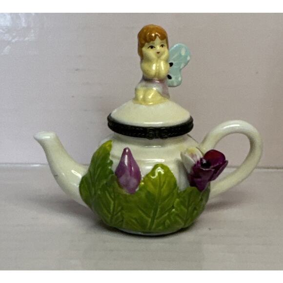 Vintage Teapot Jewelry Trinket Box Hinged Fairy Direct Connection 1997-2000 - Picture 5 of 10